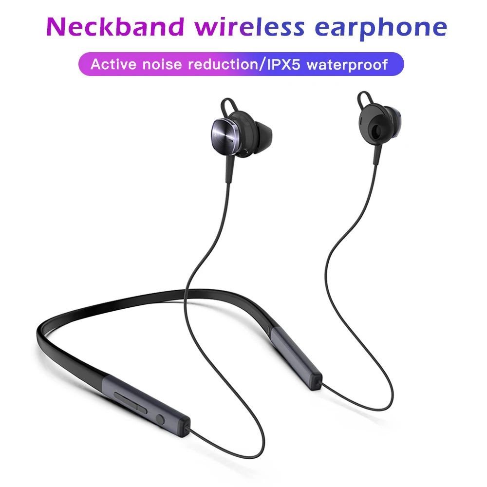 

iBesi wireless headset anc headphone bluetooth v4.2 sport neckband headphones with mic active noise cancelling headset for phone