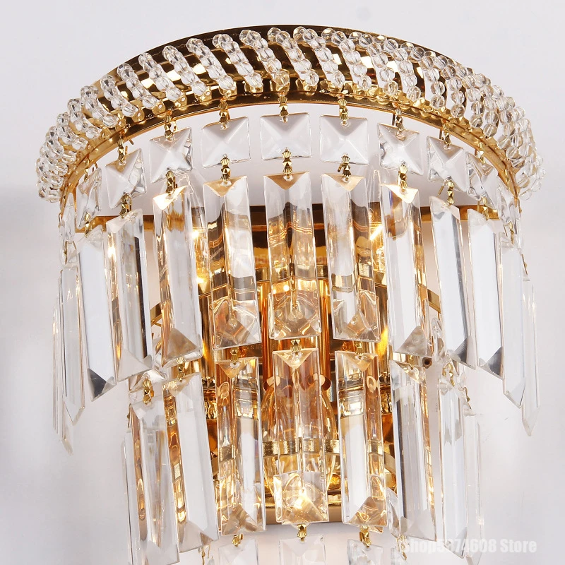 Настенный светильник с золотыми кристаллами современные светодиодные бра для