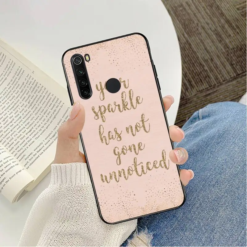 

YNDFCNB Pink Gold text Phone Case For Redmi note 8Pro 8T 6Pro 6A 9 Redmi 8 7 7A note 5 5A note 7 case