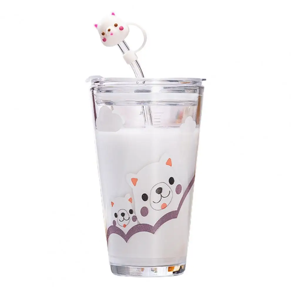 

1 Set Straw Mug Lovely Portable Exquisite Children Breakfast Milk Mug for Traveling Glass Cup Milk Cup