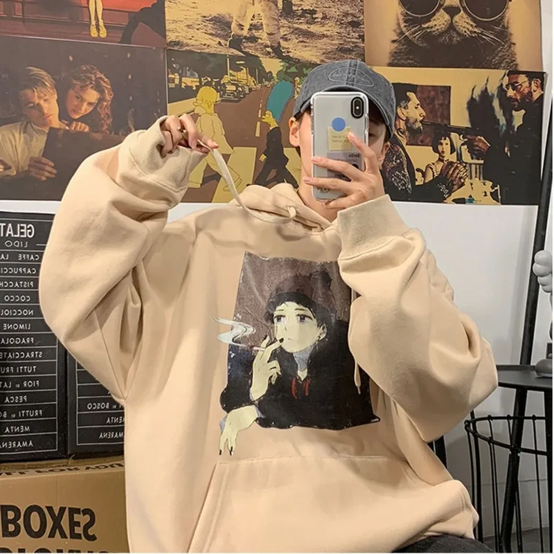 

Girly Deeptown Print Sweatshirt Women Winter Fashion 2020 Plus Size Hoodie Long Sleeve Plus Velvet Warm Streetwear Hoodies Women