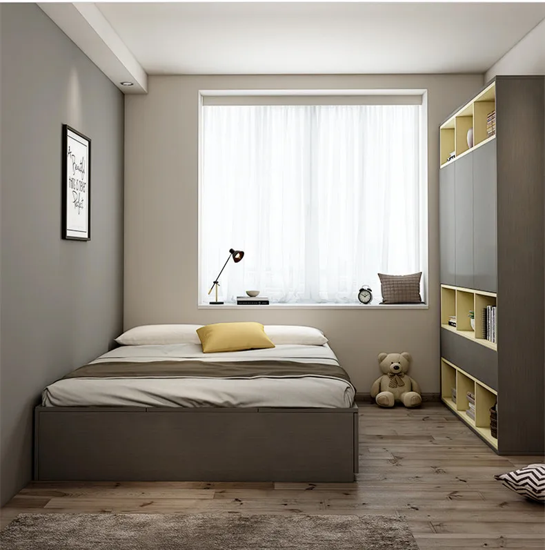 Горячая Распродажа детская кровать деревянная мебель с гардеробом для мальчиков