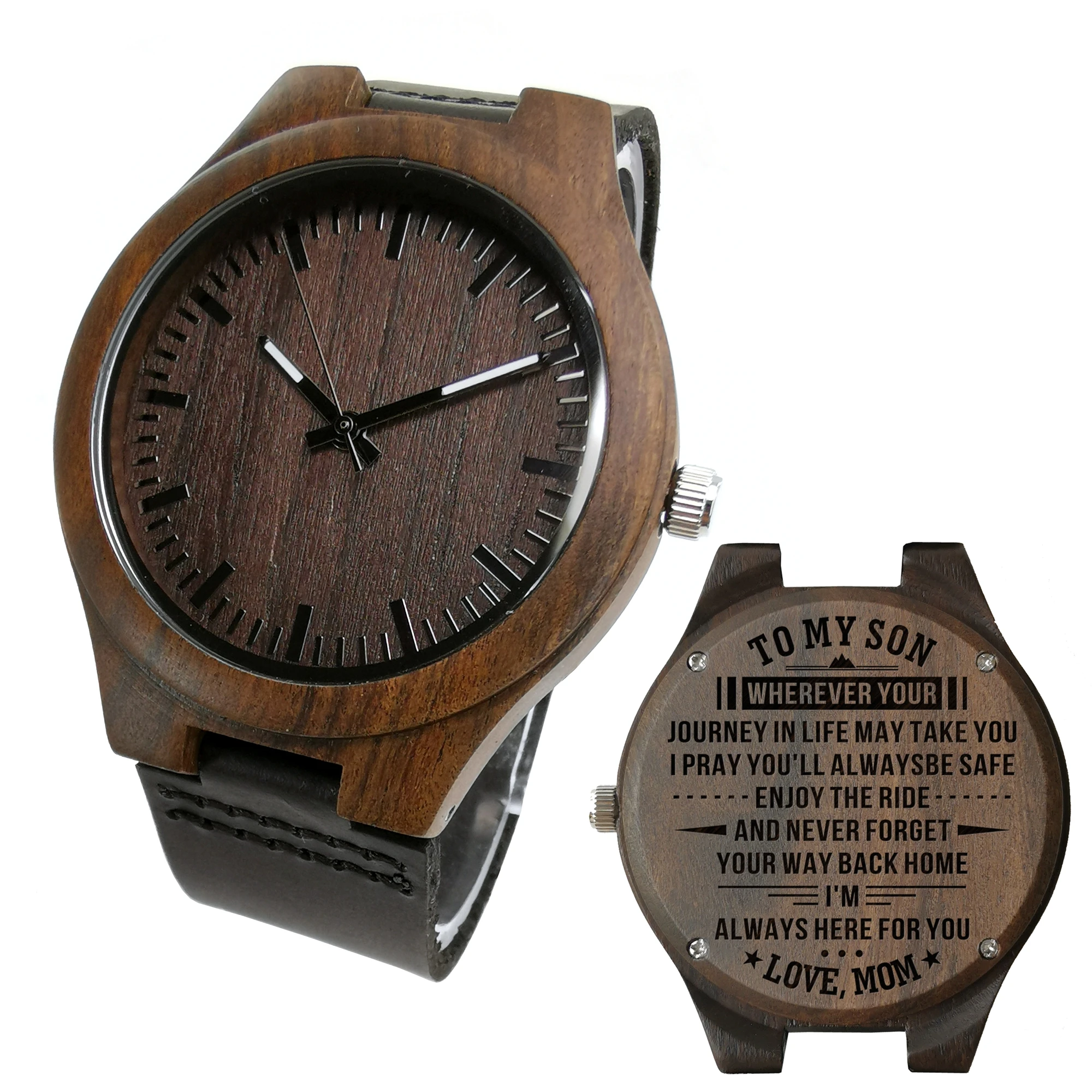 Для моего сына я люблю тебя навсегда Гравированные деревянные часы Роскошные