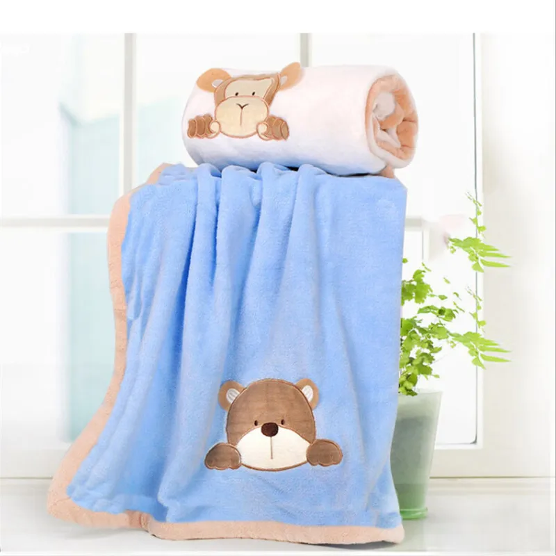 

Super Soft Coral Fleece Baby Blanket Infant Crib Bedding Cartoon Monkey/Rabbit/Bear Blanket Newborn Gift For Boy Girl 100*80Cm