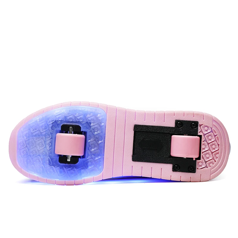 

Led Light Up Wheel Sneakers for Kids Boy Girl USB Light Up Roller Shoes with On Double Wheels Children Boys Girls Skate Shoes