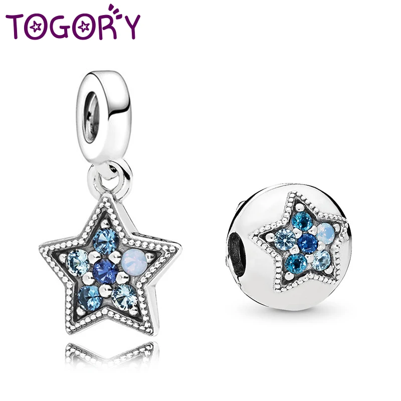 TOGORY 2 шт./лот Подвески в виде яркой звезды бусины подходят для брендовых браслетов