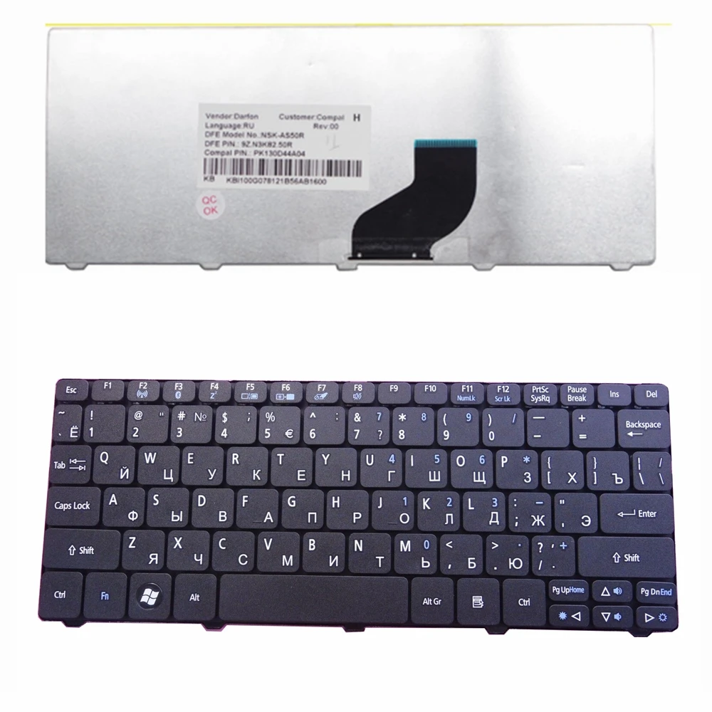 Русская клавиатура для Acer Aspire One AO532 AO532H AOD532H PAV70 NAV70 ZH9 PAV01 PAV50 ноутбук RU черный |
