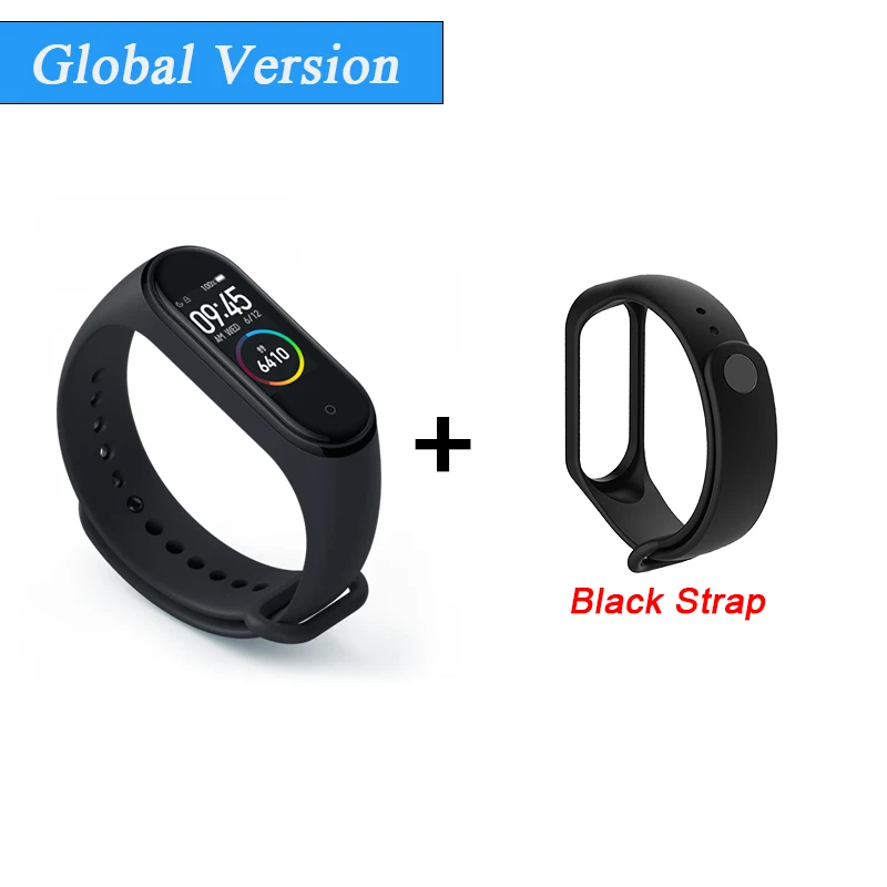 Глобальная версия Xiaomi mi Band 4 Smart mi band 4 водонепроницаемый пульсометр фитнес 135 мАч Bluetooth 5,0 0,9" AMOLED экран - Color: Add Black Strap