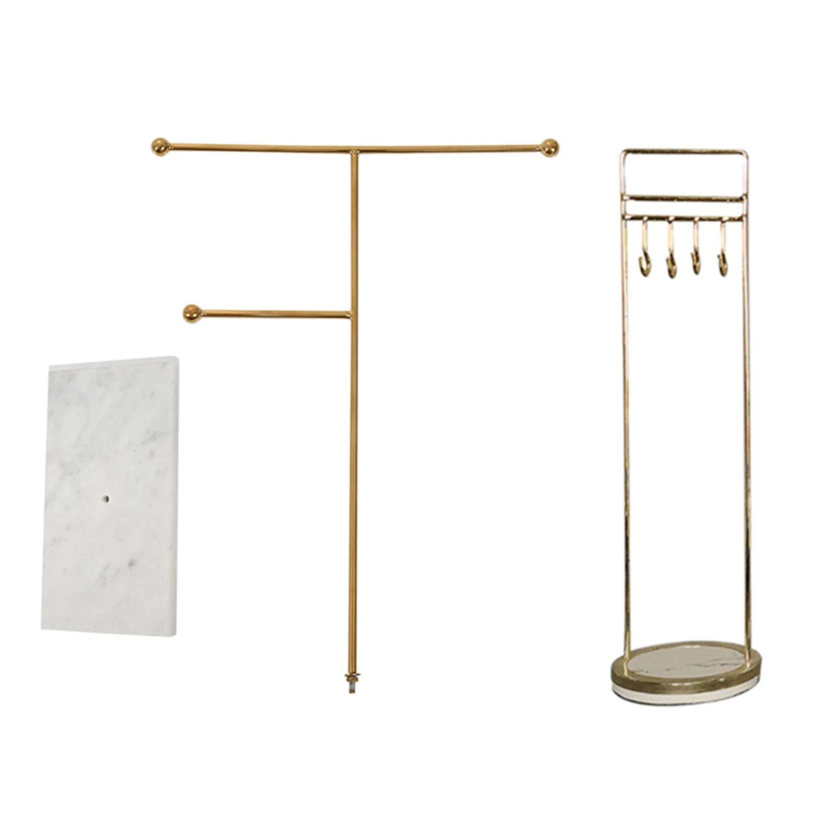 

2PCS Nordic Metal Golden Storage Rack With Marble Base With Jewelry Display With Marble Stand