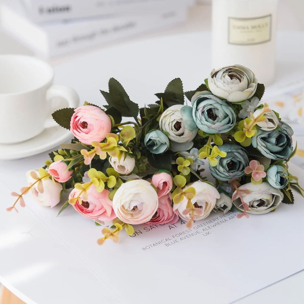 Искусственные цветы 30 см розовые маленькие Чайные розы бутоны вазы для украшения