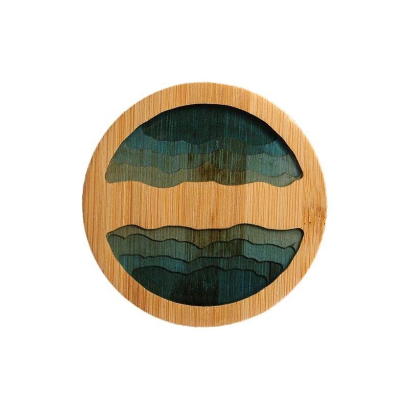 

Set of 1 Bamboo Resin Coasters Round or Square Shape Cup Coasters Cup Mat Cup Holder Pad for Home and Kitchen Decoration