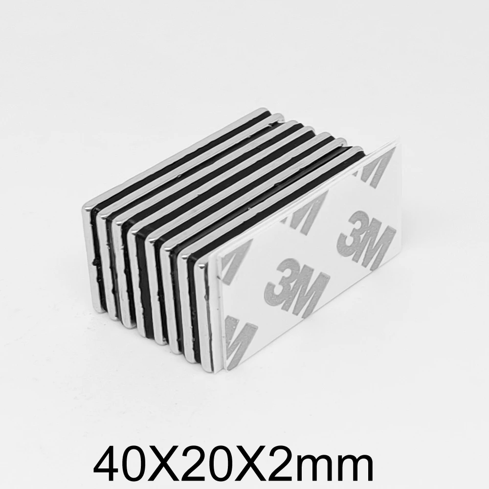 

2/5/10/15/20/50PCS 40x20x2mm Block Strong Powerful Magnets With 3M Self - Adhesive 40*20*2 Long Neodymium Magnet Sheet 40x20x2