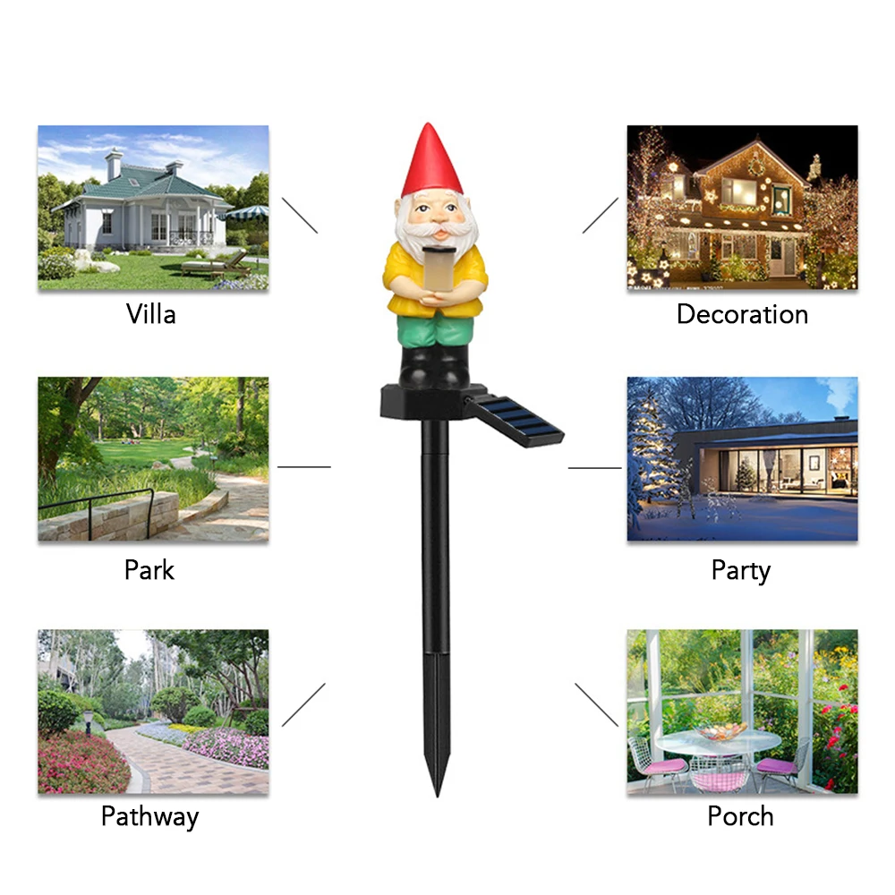 

Outdoor Water Resistant Solar Powered Lamp Christmas Santa Claus Dawn Sensor Light Garden Courtyard Pathway Decor Stake Lights