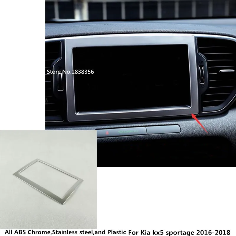 

High quality For Kia kx5 Sportage 2016 2017 2018 Car styling body Navigation Pannel Central Frame ABS Chrome Matte Cover Stick