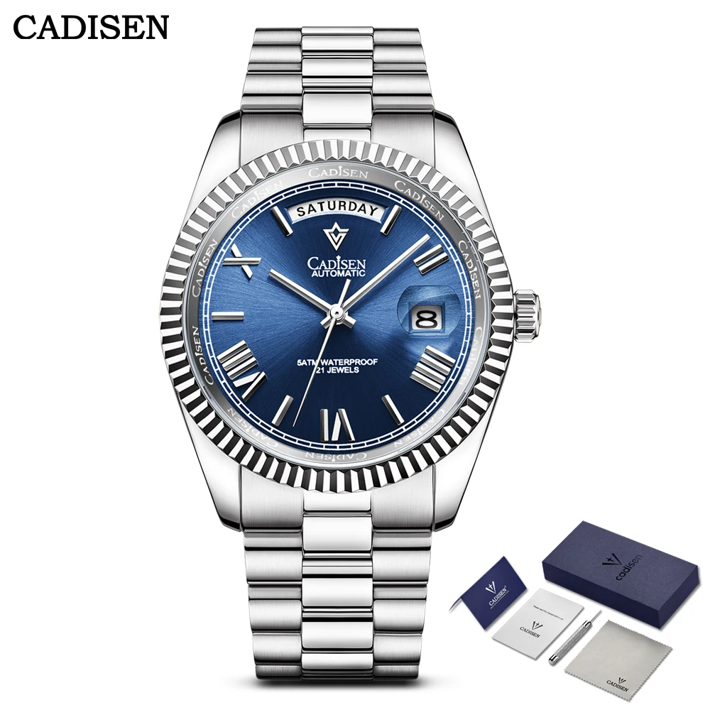 

CADISEN 40 мм Мужские автоматические часы Для мужчин механические часы бренда класса люкс на глубину до 50 м Водонепроницаемый сапфир Стекло пол...
