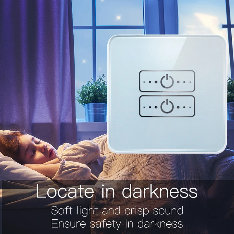 

New Zigbee Zero Fire Switch Wall Light Switch 86 Type 2/3 Gang Touch Switch Tempered Glass Panel Work With Alexa Google Home