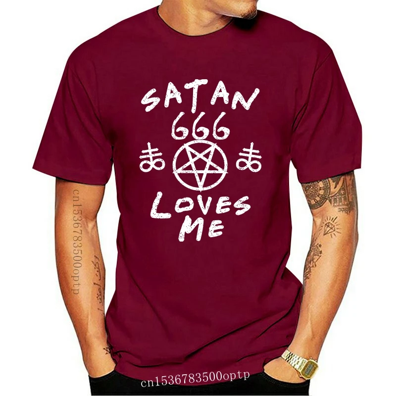 

SATAN LOVES ME T SHIRT SATANIC TSHIRT SATANISM SHIRT Men Fashion Cotton T-Shirts