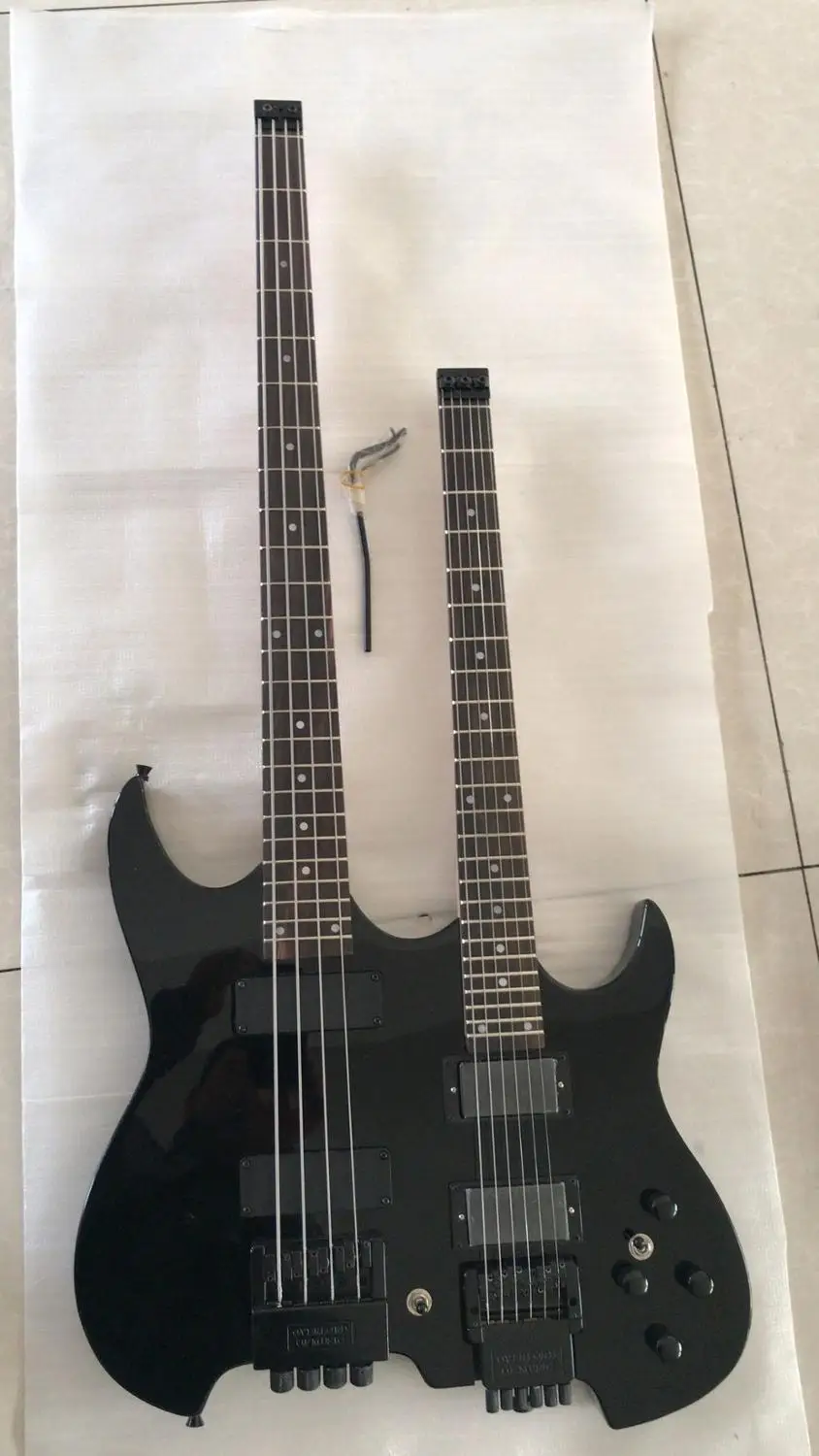Оптовая продажа электрическая гитара без головы модель с двойной горловиной 4