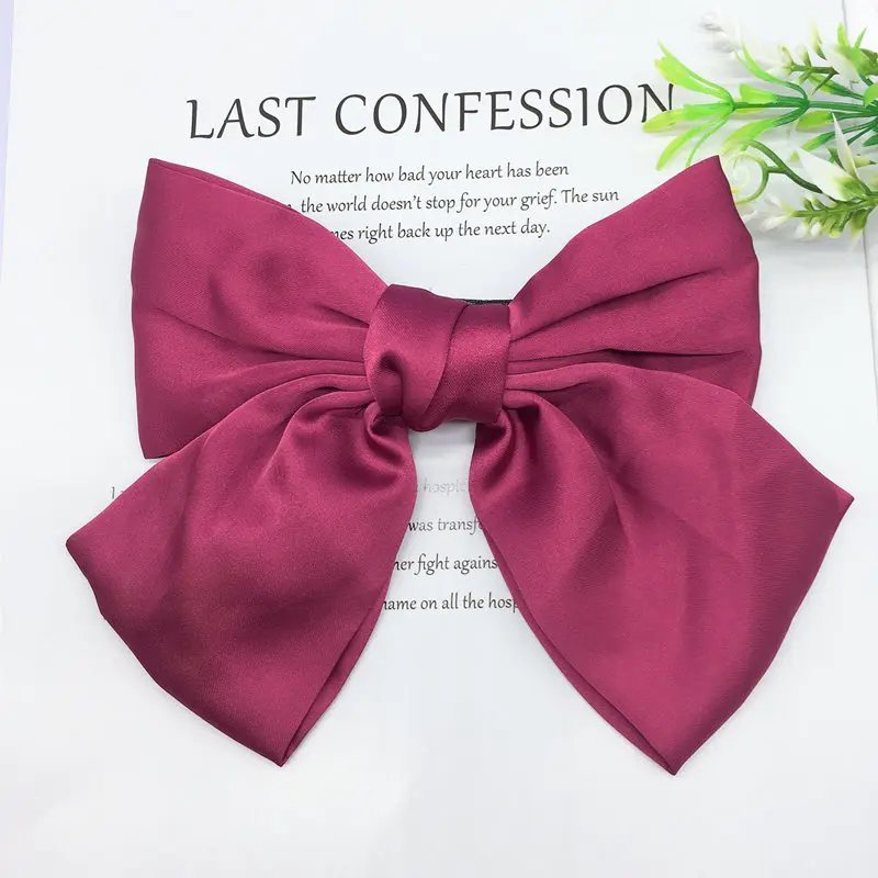 Fuchsia Модные ленты, заколки для волос, большой бант, Шпилька для женщин и девочек, атласная трендовая женская заколка для волос, новые милые заколки, аксессуары для волос - Цвет: Fuchsia