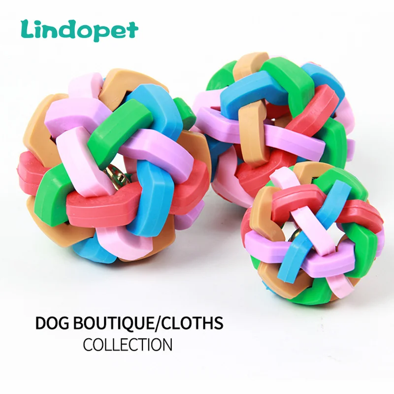 CColorful Rainbow Pet Bell Ball Dog Toy Cat Toys Interactive Chew Play Teeth Training Products | Дом и сад