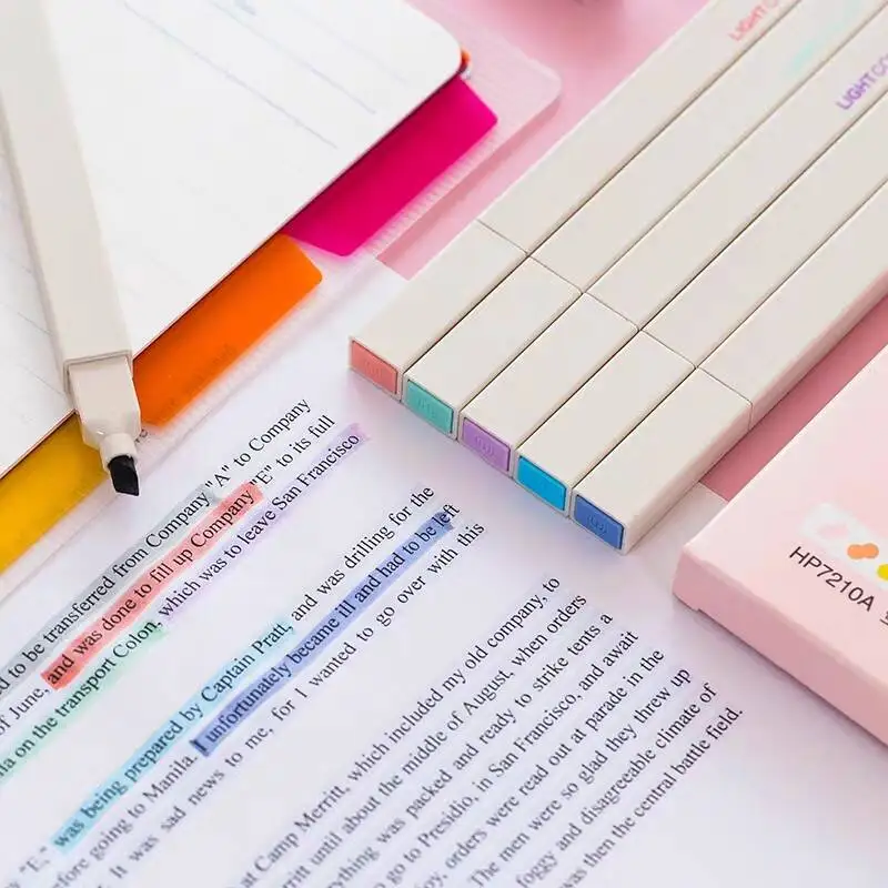 6pcs/set Eye protection Cute Soft head Marker Pens Creative Pastel Liquid highlighter pen Bullet Journal Fluorescent | Канцтовары для