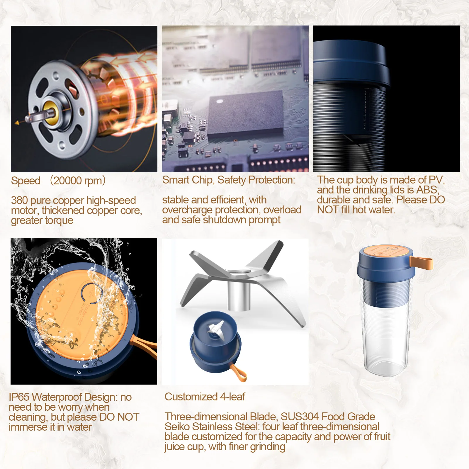 New USB Portable Juicer Home Rechargeable Mini Blender Cup Electric Juice Vegetable Food Mixing Machine | Дом и сад