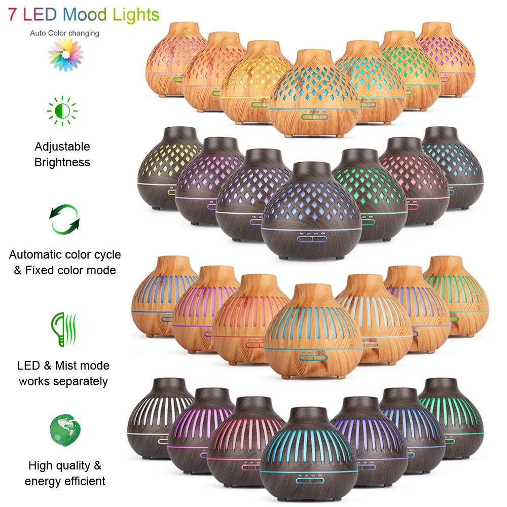 

Humidifier Electric Aroma Air Diffuser Wood Grain Ultrasonic Air Humidifier Essential Oil Aromatherapy Mist Maker Home