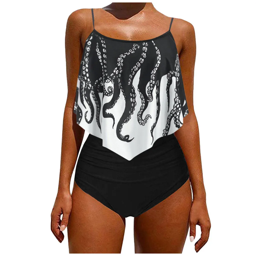 Комплект бикини с маской для лица сексуальный топ принтом осьминога высокой