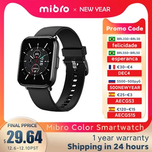 mibro color smartwatch 5atm waterproof heart rate tracker 270mah battery smart watch ios android sport smartwatch free global shipping