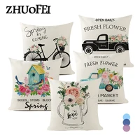bicycle letter printed pillow covers 18x18 inch flower wreath decorative seat chair sofa throw pillowcase linen cushion case