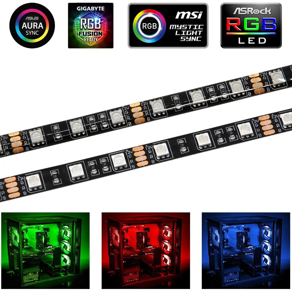 

LED Light Belt Gamer Neon Light Belt PC Computer Case Decorative Light RGB Control Panel 12V Decorative Light Bar Strip Light