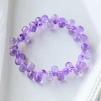 natural lavender purple amethyst quartz clear water drop beads bracelet genuine 6mm 7mm 8mm 9mm amethyst crystal women aaaaaa