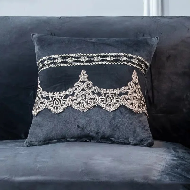 Плюшевый Чехол на подушку Роскошный чехол для дивана офиса Плетеный вышитый