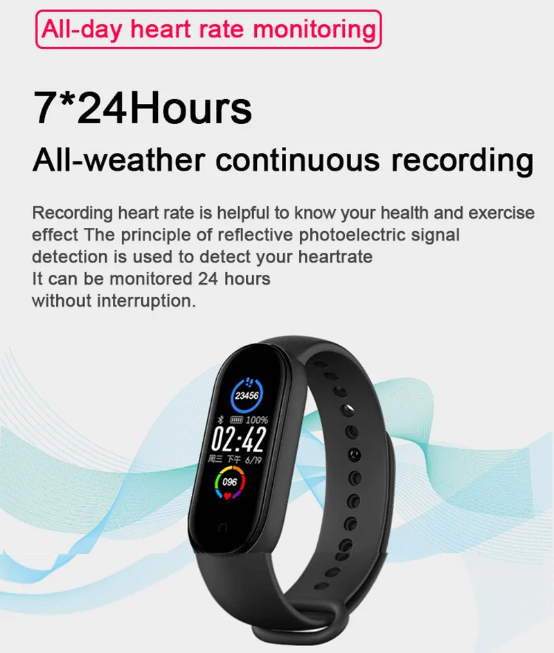 Смарт-часы M5 Band 5 фитнес-браслет с Bluetooth пульсометром и тонометром спортивные