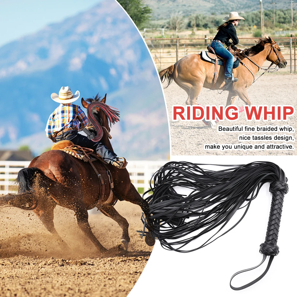 

Flogger Horse Riding Whip Equestrian Bondage Racing Outdoor Sports Portable PU Leather Braided Props Training Bed Game Role Play