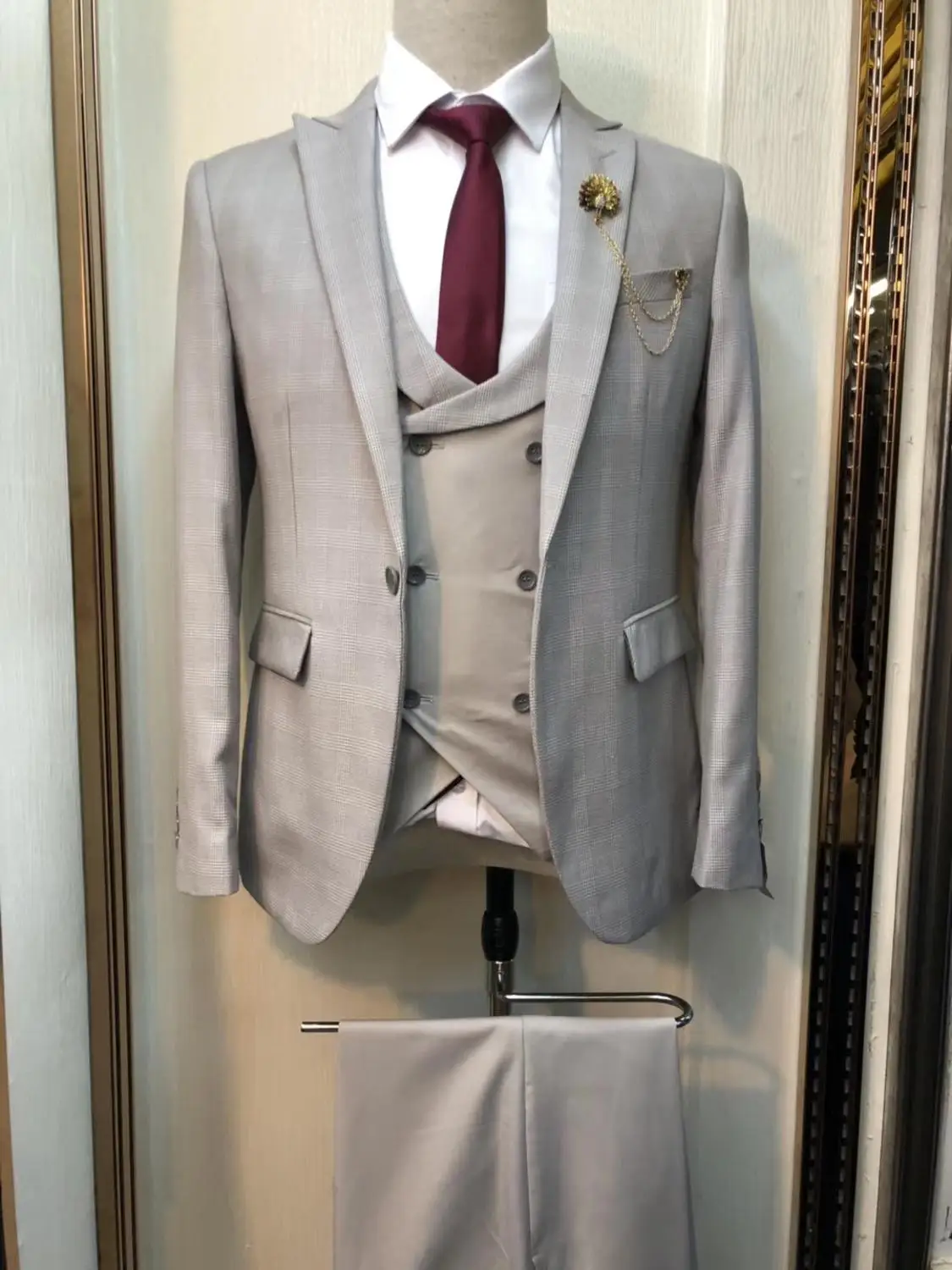 Мужские смокинговые костюмы 2019 свадебные для мужчин мужские terno slin с брюками 3