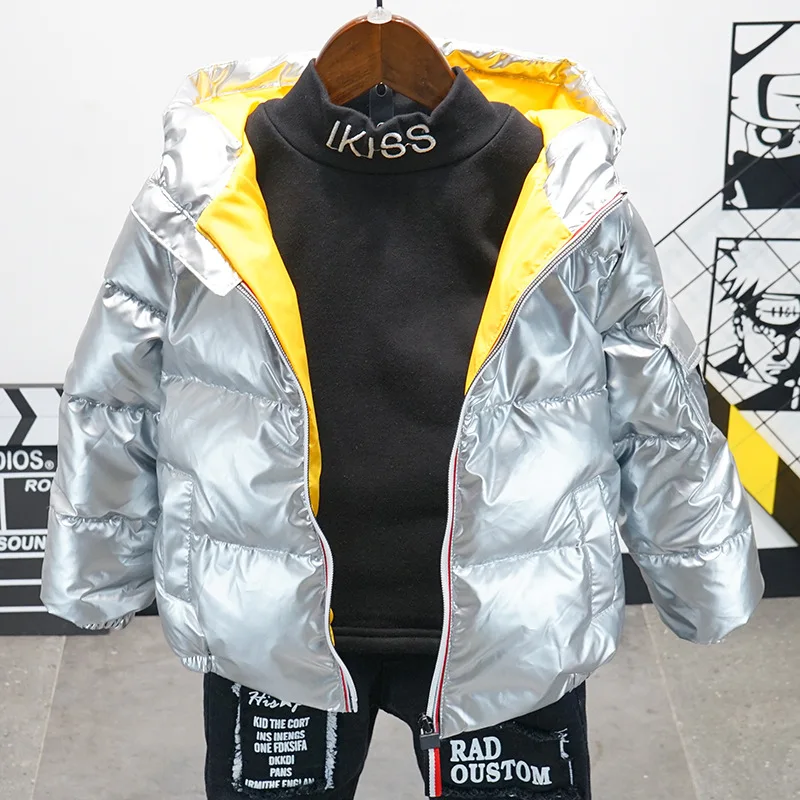 Winter Boys Clothes Sets Kids Space Down Jacket + Plus Velvet T-Shirts Thick Jeans 3Pcs/Sets Children Sports Suits 2-6Year | Детская