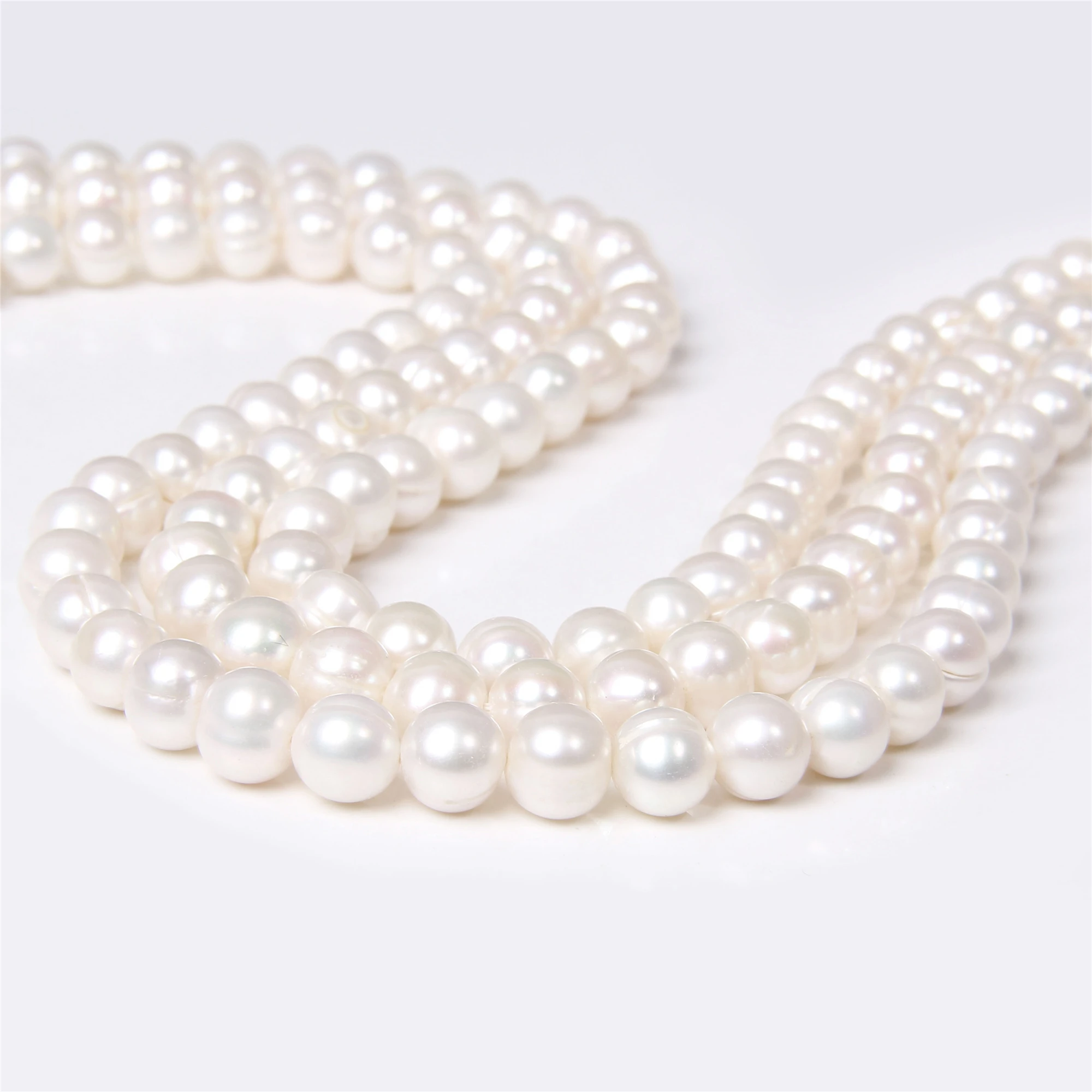 Fine AAA 100% Natural Freshwater White Pearl Beads For Women Jewelry Making DIY Bracelet Necklace Earrings 8-9mm 14'' Accessory