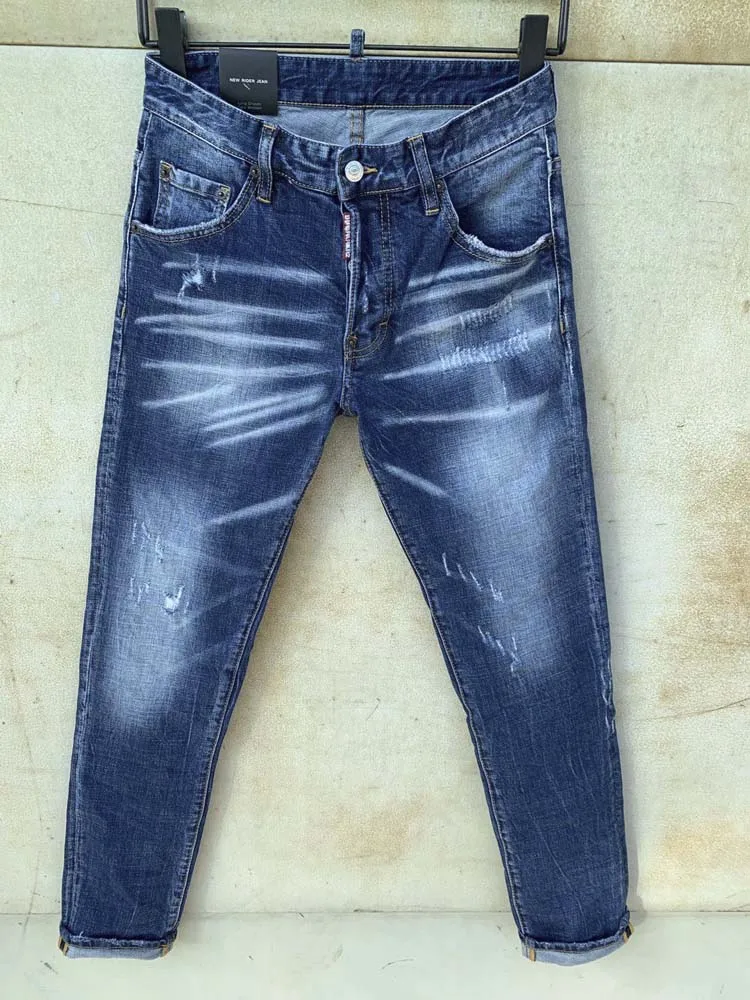 

2021 New Men's Jeans Classic Style Business Casual Advanced Stretch Regular Fit Denim Trousers Grey Blue Fashion good Pants Male