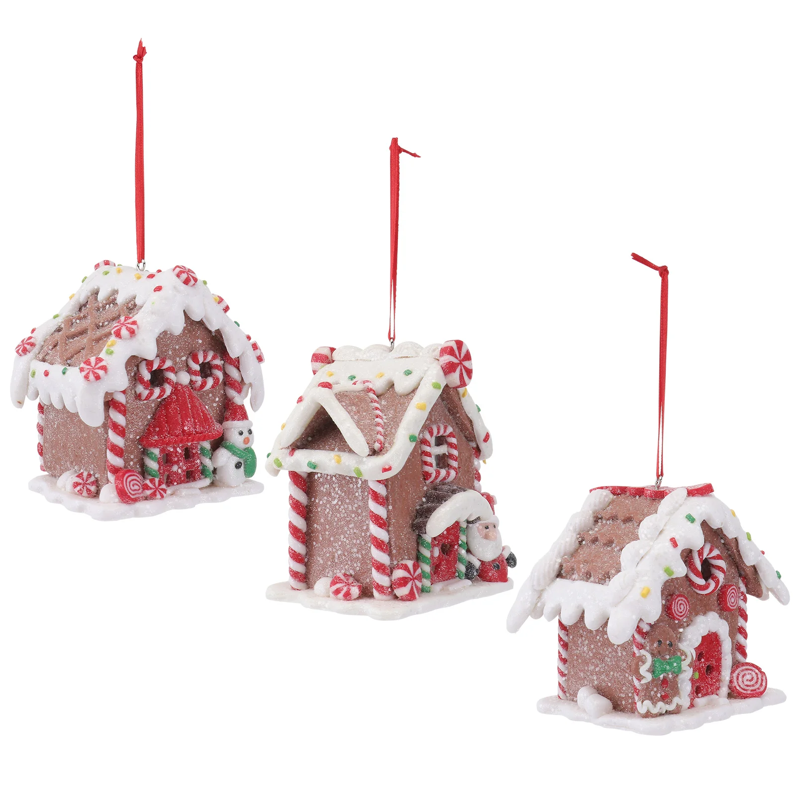 

3Pcs Christmas Tree Pendants Luminous Resin House Decor Festival Adornments