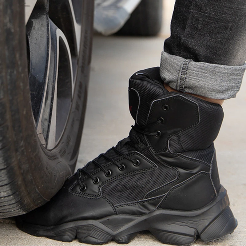 Мужские рабочие ботинки со стальным носком противоударные боевые ботильоны