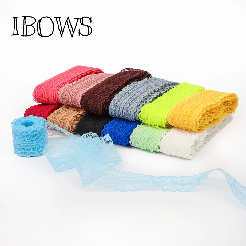 

IBOWS 10 Yards Embroidered Net Lace Ribbon 40mm Width Bilateral Trim Lace Handcrafts for Wedding Birthday Party Kids Skirt Decor
