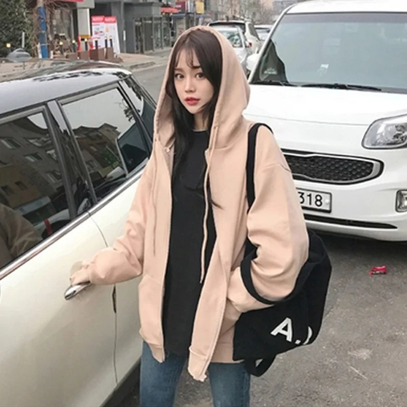 Осенне-зимняя женская флисовая толстовка с капюшоном толстовки длинным рукавом