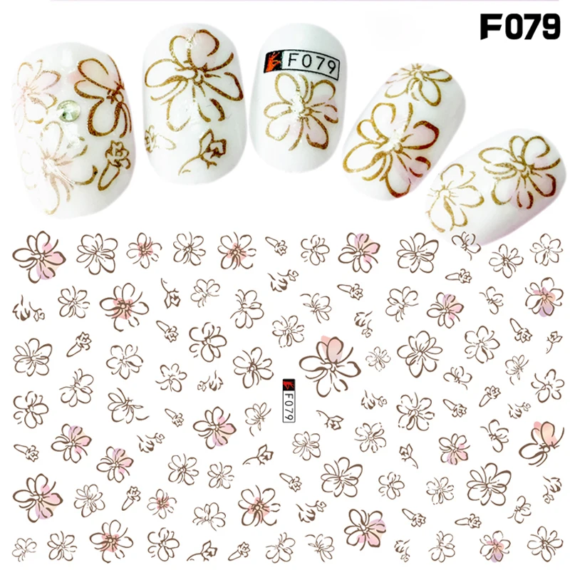 3D Наклейки для ногтей в виде медведя лепестков любви алмазных смайликов