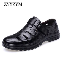 zyyzym men sandals genuine leather new 2021 summer shoes high quality mens ventilation casual shoes male brand sandals non slip
