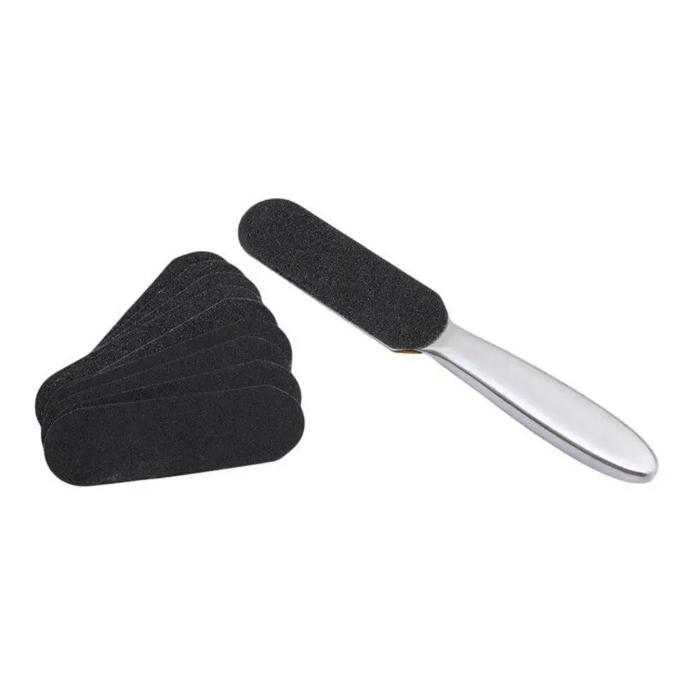 

Steel Foot Rasp File Pedicure Callus Remover With 10Pcs Easy Double-sided Pad Grinding Heel Replacement Scrubber Grits E6M1
