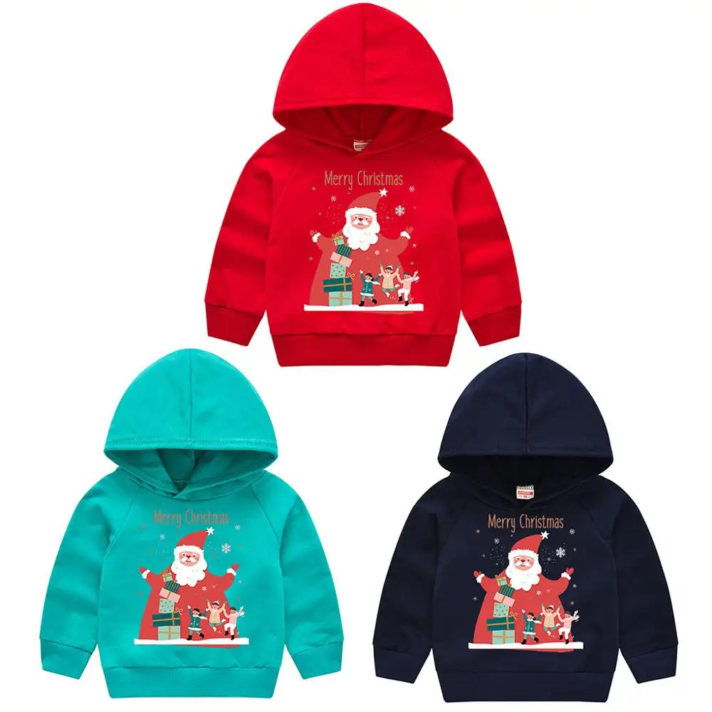 

Toddler Baby Kids Boys Girls Christmas Santa Leisure Sweatshirt Tops T-shirt Cotton Soft Long Sleeve Print Attractive Boys Tops