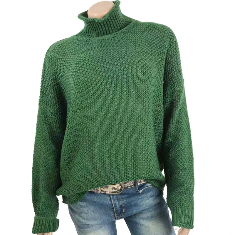 

Turtleneck Sweater Autumn And Winter 2020 New Rough Wool Curled High neck Sweater Women long Sleeve Pullover Knitted Sweater