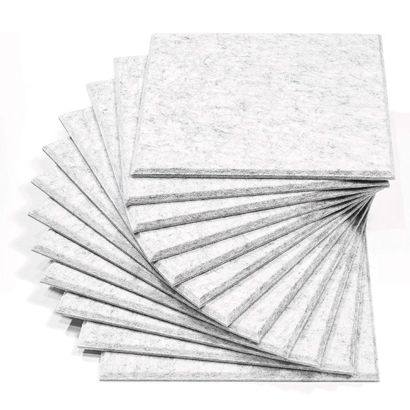 

Promotion! 12 Pack Acoustic Panels, 12 x 12 x 0.4 Inches Soundproofing Foam Acoustic Tiles Studio Foam Sound Wedges(Silver Grey)