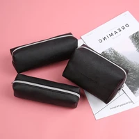 black pencil case for office gift school pu leather pencil case big capacity pencil bag pencilcase school supplies stationery